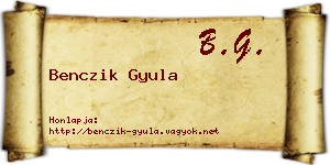 Benczik Gyula névjegykártya